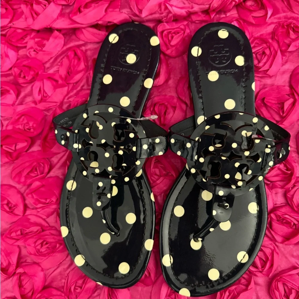 Tory Burch Miller Sandals Patent Leather Navy Classic